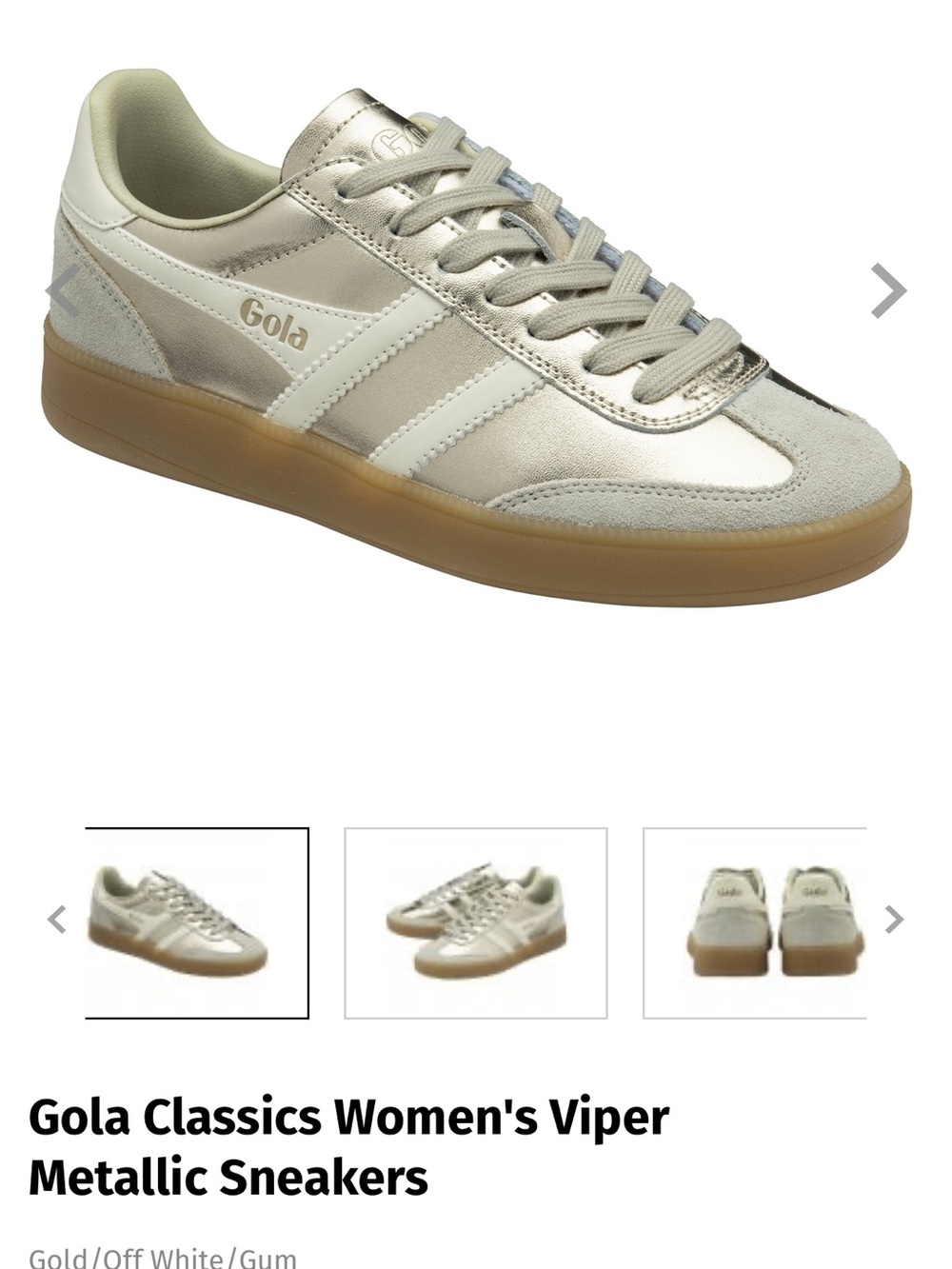 Gola Women's Viper Metallic Sneakers - Gold, Off-White, Gum